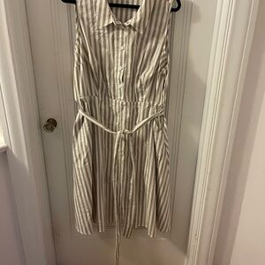 torrid Sleeveless Striped Midi Shirt Dress in Cream & White
